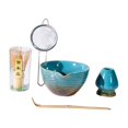 thumbnail image 3 of 5 piezas Matcha Set Bowl con boquilla, herramientas de fabricación de té japonesas artesanales, regalo único con soporte de batidora, kit de matcha Azul, 3 of 9