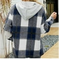 thumbnail image 5 of Aricy Women's Casual Plaid Hooded Jackets Shacket Flannel Drawstring Long Sleeve Plaid Jacket Button Down Coats Shirt Warm Hoodie Blouse fall Tops with Pocket, 5 of 5