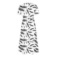 thumbnail image 6 of Penkiiy Women's Summer Casual Short Sleeve Crewneck Feather Print Dress Casual Flowy Tiered Maxi Beach Dress With Pockets M White, 6 of 6