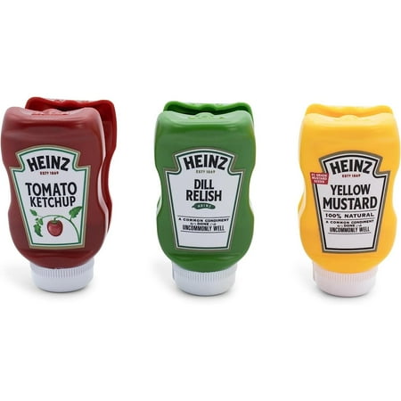 

Heinz Bottle Chip Clips Picnic Pack Set of 3 | Includes Ketchup Mustard Relish | Useful As Home Kitchen Decorations Plastic Bag Clamps for Food Storage with Air Tight Seal Grip | Cute Foodie Gifts