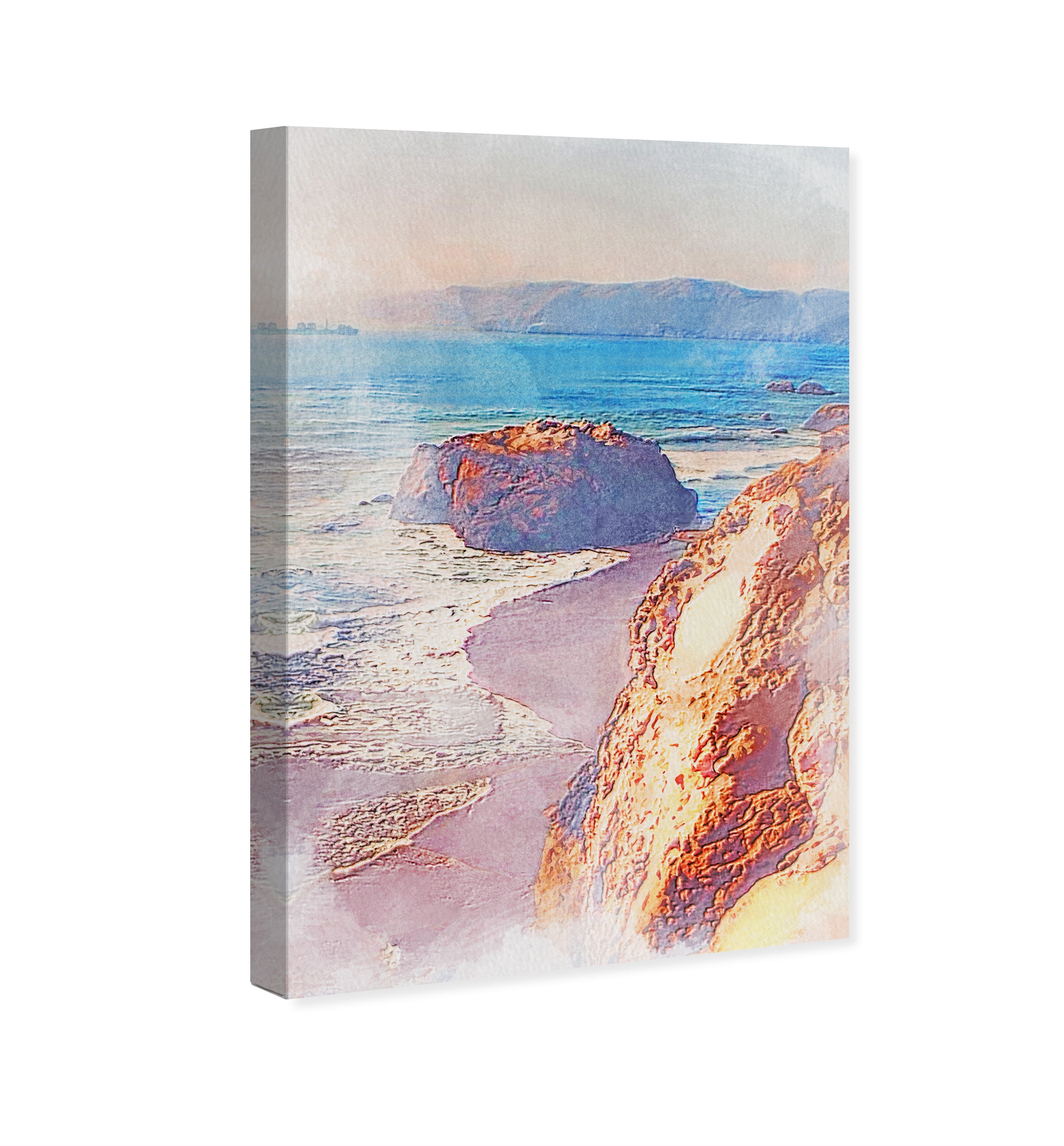 Wynwood Studio Canvas Cliffside Waves Nautical and Coastal Wall Art Canvas Print Blue 24x36