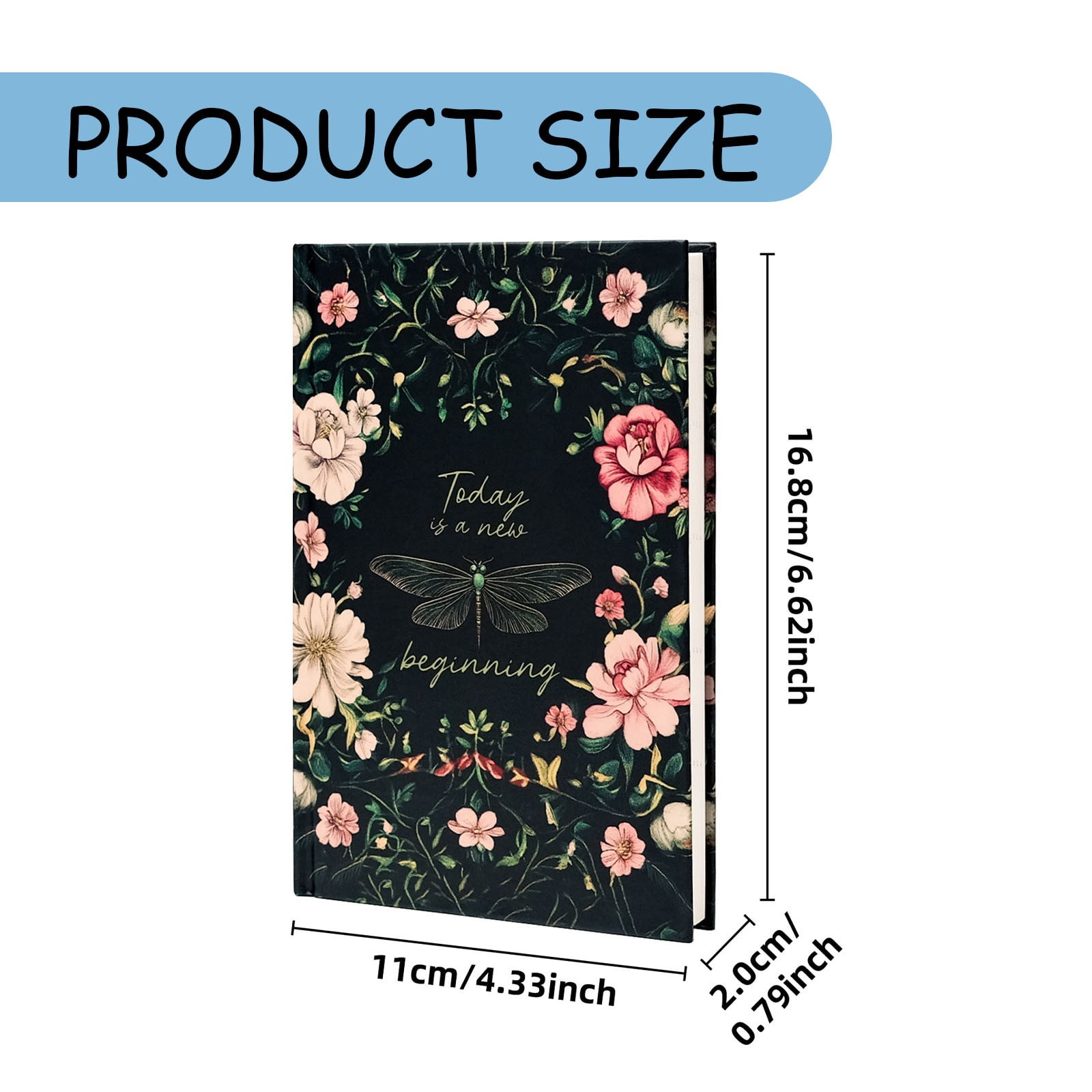 VKLU Hardcover Journal, Elegant Black Lily Rose Embossed Notebook, A5 Portable Size with Thick Ink-Proof Paper, Aesthetic Daily Diary