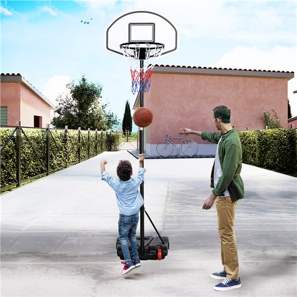 7-10ft Movable Basketball Hoop Adjustable Height Basketball System Outdoor/Indoor w/ 43 in Backboard & Fillable Base for Youth/Adults Yaheetech Portable Youth Sports Basketball Stand 