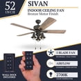 thumbnail image 3 of Prominence Home Sivan Farmhouse LED Ceiling Fan, Light & Remote, 52", Bronze, 3 of 12