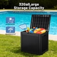 thumbnail image 3 of edx 31 Gallon Outdoor Storage Box, Wicker Pattern Resin Deck Box with Lockable Lid & Built-in Handles, 170 Lbs Capacity Storage Bench for Indoor/Outdoor Use, Black, 3 of 8