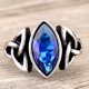 thumbnail image 4 of Anillo de cristal para hombre, ceremonia de fiesta, boda, niños, estilo Vintage, diseño Simple, anillos de acero portátiles, joyería de mano, Ropa, zapatos y accesorios Miscelánea Azul Talla 9 Sonducket  AP014446-03B, 4 of 6