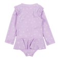 thumbnail image 2 of Nano One-Piece Rashguard Girls Swimsuit (UBF 50+) - Lilac Flowers (18 Months), 2 of 3