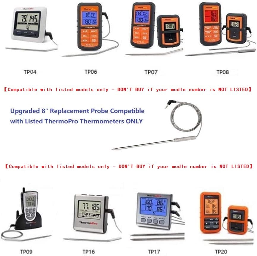Meat Thermometer Probe Replacement Temperature Probe Compatible with TP20, TP17, TP16, TP10,TP09, TP08, TP-08S, TP-07, TP06S, TP04, TP25, TP27, TP28, TP829, TP930