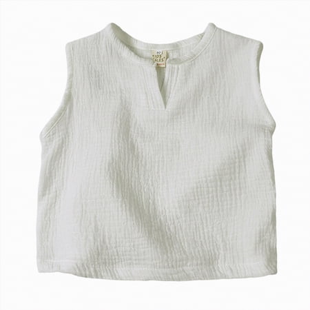Kogui Boys Tank Top Shirt Boys Vest Kids Tank Tops Shirt Sleeveless Soft Breathable Toddler Children Undershirts 12 18 Months (White 12-18 Months)