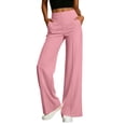 thumbnail image 6 of Miluxas Women's High Waist Seamed Wide Leg Pants Tummy Control Business Casual Loose Trousers with Pockets Summer Pants for Daily Outings Pink, 6 of 9