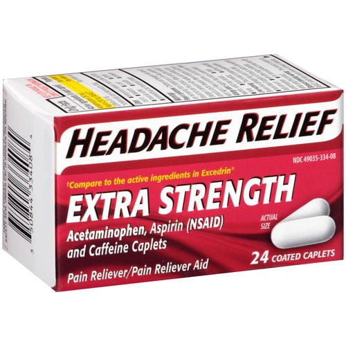 Headache Relief Extra Strength Acetaminophen Pain Reliever Caplets, 24