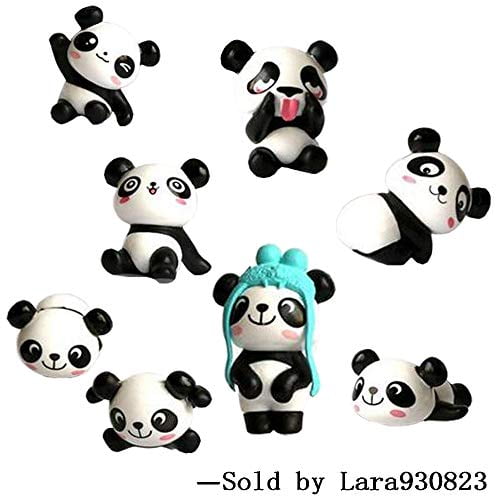 1 set Cake Decoration 8 pcs Cute Panda Toys Figurines Playset