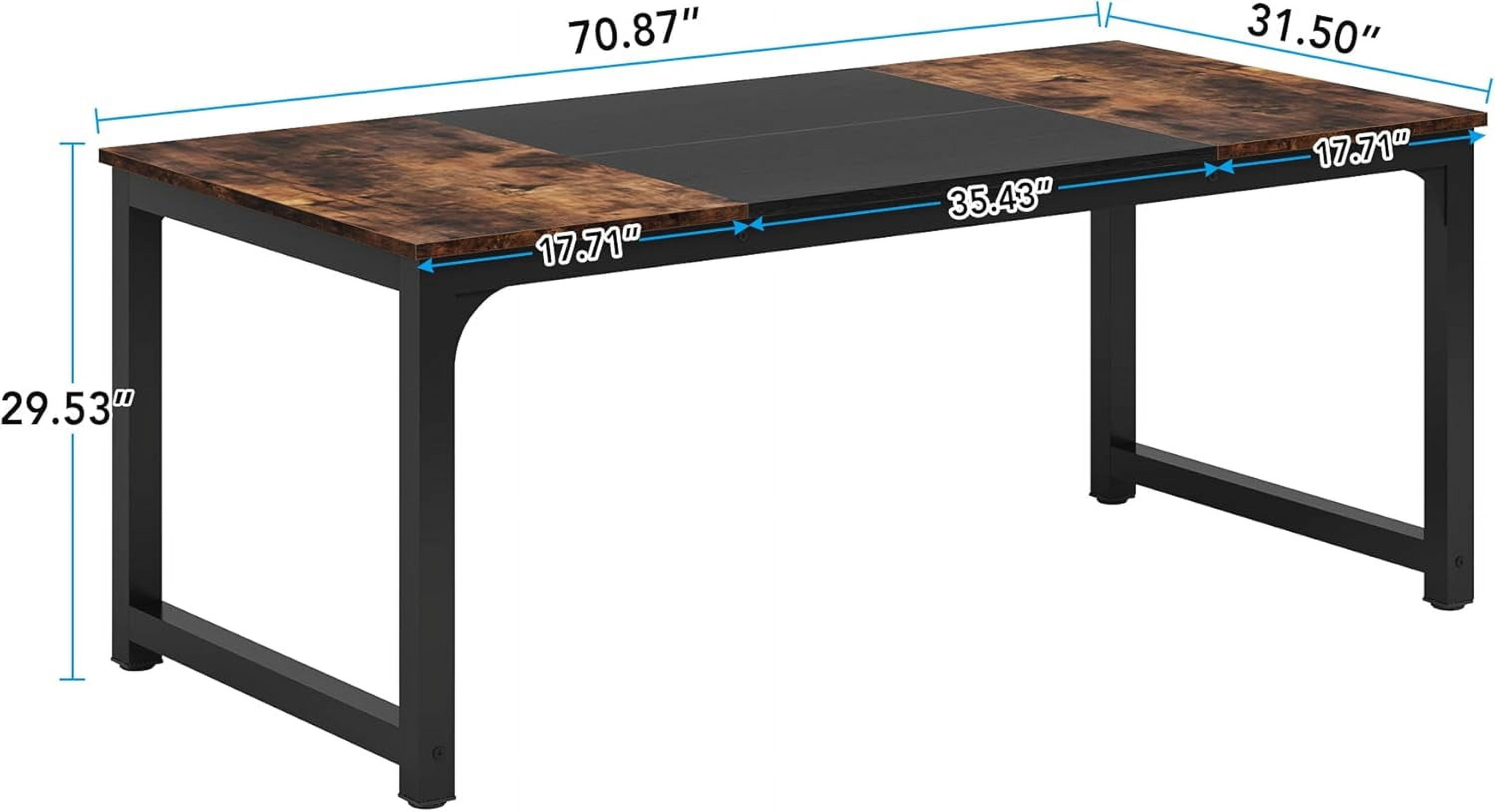 Fnova 70.87'' Extra Large Executive Desk, Home Office Computer Workstation with Thickened Metal Frame, Multipurpose for Conference, Dining, Home Office & Business Use