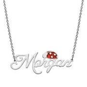Personalized Women's Script Name with Enamel Ladybug Necklace