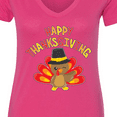 thumbnail image 4 of Inktastic Happy Thanksgiving Cute Turkey in Pilgrim Hat Women's V-Neck T-Shirt, 4 of 5