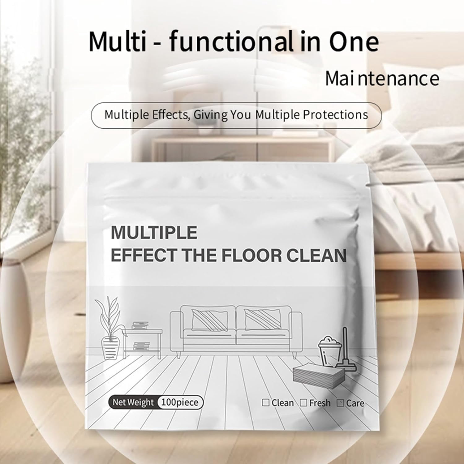 Multiple Effect The Floor Clean,100/200/300 Piece Floor Cleaning Tablets Multi-Surface Cleaner, Gentle Formula Floor Cleaner And Polish For Hardwood Laminate Tile & Rv Walls