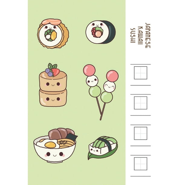 japanese kawaii sushi draw popular japanese characters workbook list with cells write katakana hiragana kanji and meaning study and pra walmart com