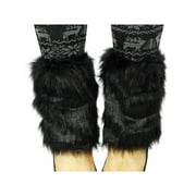 Women's Winter Faux Fur Leg Warmers Warm Fuzzy Boots Cuffs Cover, 1434_Black