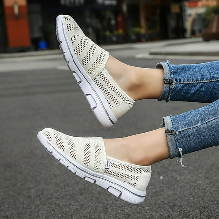 

BUIgtTklOP Sandals Women Women S Shoes Cover Foot Mesh Soft Sole Casual Sandals Walking Shoes Beige 41