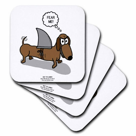 

3dRose Weiner Dog with a Sharks Fin Soft Coasters set of 4