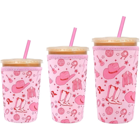 Neoprene Sleeve for Iced Coffee Cup, 3 Pack Insulator Sleeves for Hot Cold Drinks Cold Beverage Cooler Compatible 16-32 oz Coffee Coolies