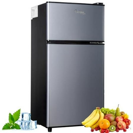 2.9 Cu.Ft Compact Double Door Mini Fridge - Top Freezer & Bottom Refrigerator | Energy Save, Ultra Quiet (<35dB), 7-Level Precision Cooling | Ideal for Dorm, Bedroom, Office & Smal