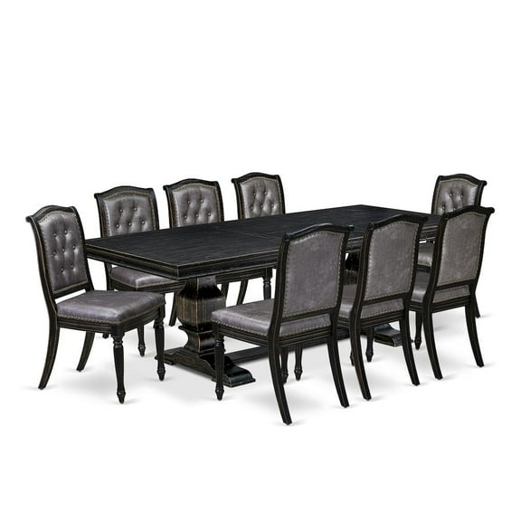 Luxe by East West Furniture 9 piece Modern Dining Table Set of a Wood Table and 8 Dinning Chairs