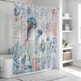 thumbnail image 6 of Coastal Jellyfish Shower Curtain, Waterproof Shower Curtains for Bathroom, Blue Nautical Marine Life Conch Coral Washable Fabric Bathtub Curtain Set Bath Decor with 12 Hooks Long 72"x84", 6 of 8