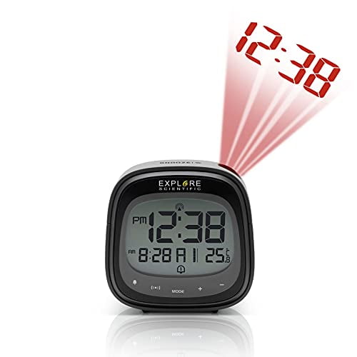 Explore el reloj de proyección controlado por radio con tecla táctil científica