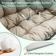 thumbnail image 3 of Aukfa Double Swing Egg Chair with Stand 2 Person Indoor Outdoor Wicker Loveseat with Cushions, Khaki, 3 of 10