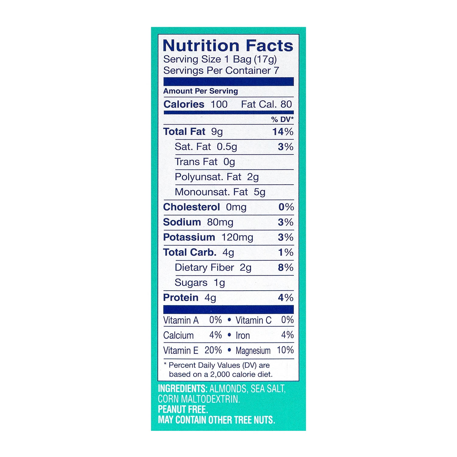 Blue Diamond Roasted Sea Salt Almonds 0.625 oz. 7 Bags/Pack 6/Pack (220-00794)
