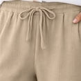 thumbnail image 5 of Women's Elastic Waist Drawstring Pants Lightweight Straight Leg Casual Trousers Summer Loose Versatile Long Pants with Pockets, 5 of 9
