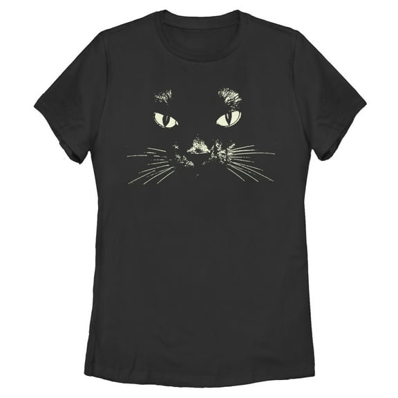 Women's Lost Gods Black Cat Face  Graphic Tee Black Large