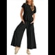 thumbnail image 1 of Conjunto de Dos Piezas para Mujer: Top Fruncido y Pantalón Conjunto Informal Bohemio de Cintura Alta con Bolsillos Negro XL, 1 of 7