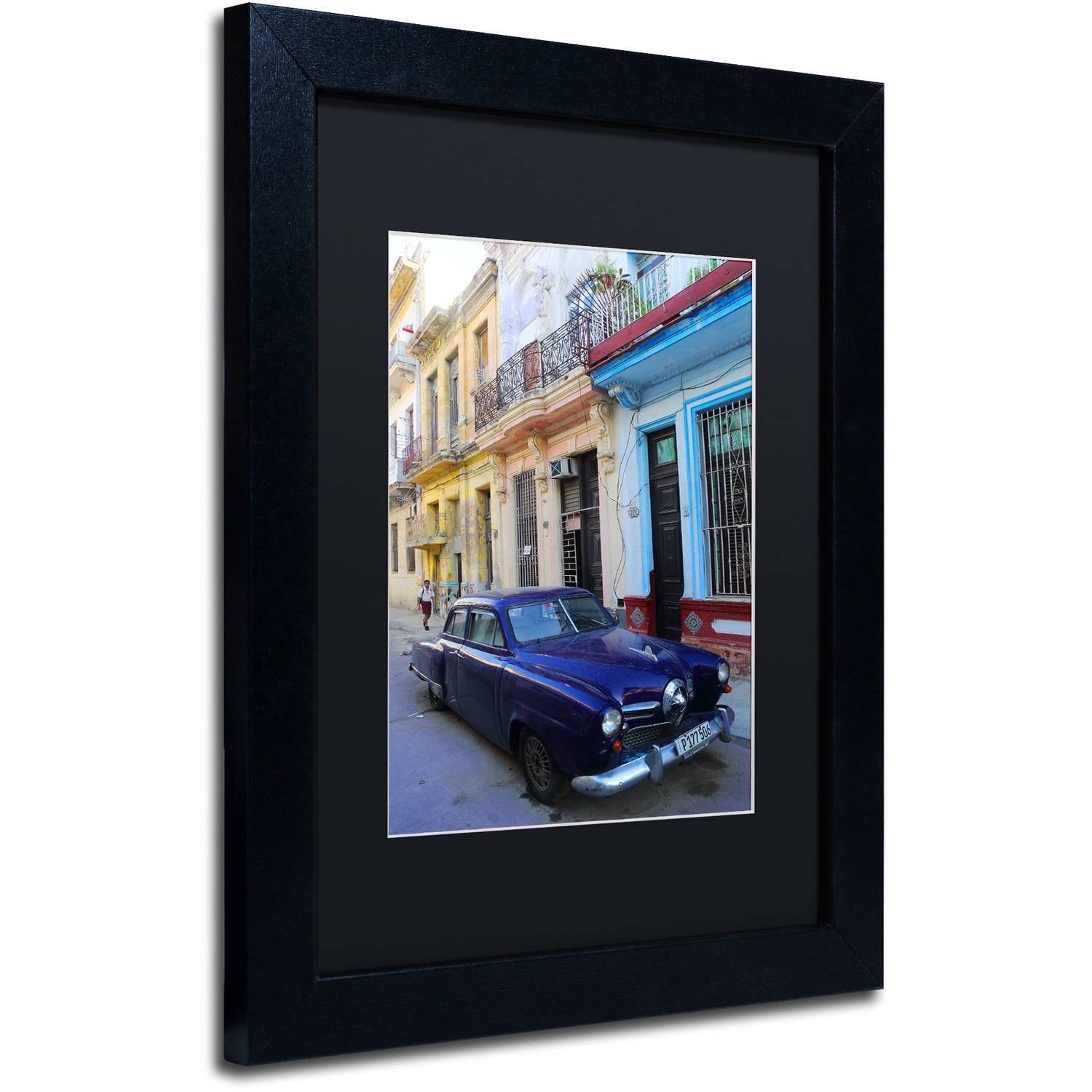 Trademark Fine Art 'Vatage Blue Studebaker in Havana' Canvas Art by Masters Fine Art, Black Matte, Black Frame