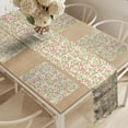 thumbnail image 2 of Ambesonne Floral Table Runner & Placemats, Curving Flower Pattern Art, Placemat 4 pcs + Runner 12"x90", Pale Green and Pink, 2 of 2