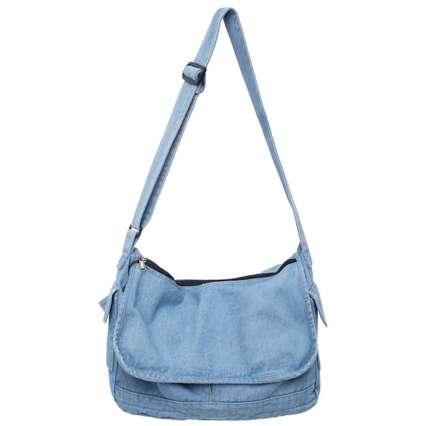 Bandolera de mezclilla lavada para mujer, estilo vintage coreano
