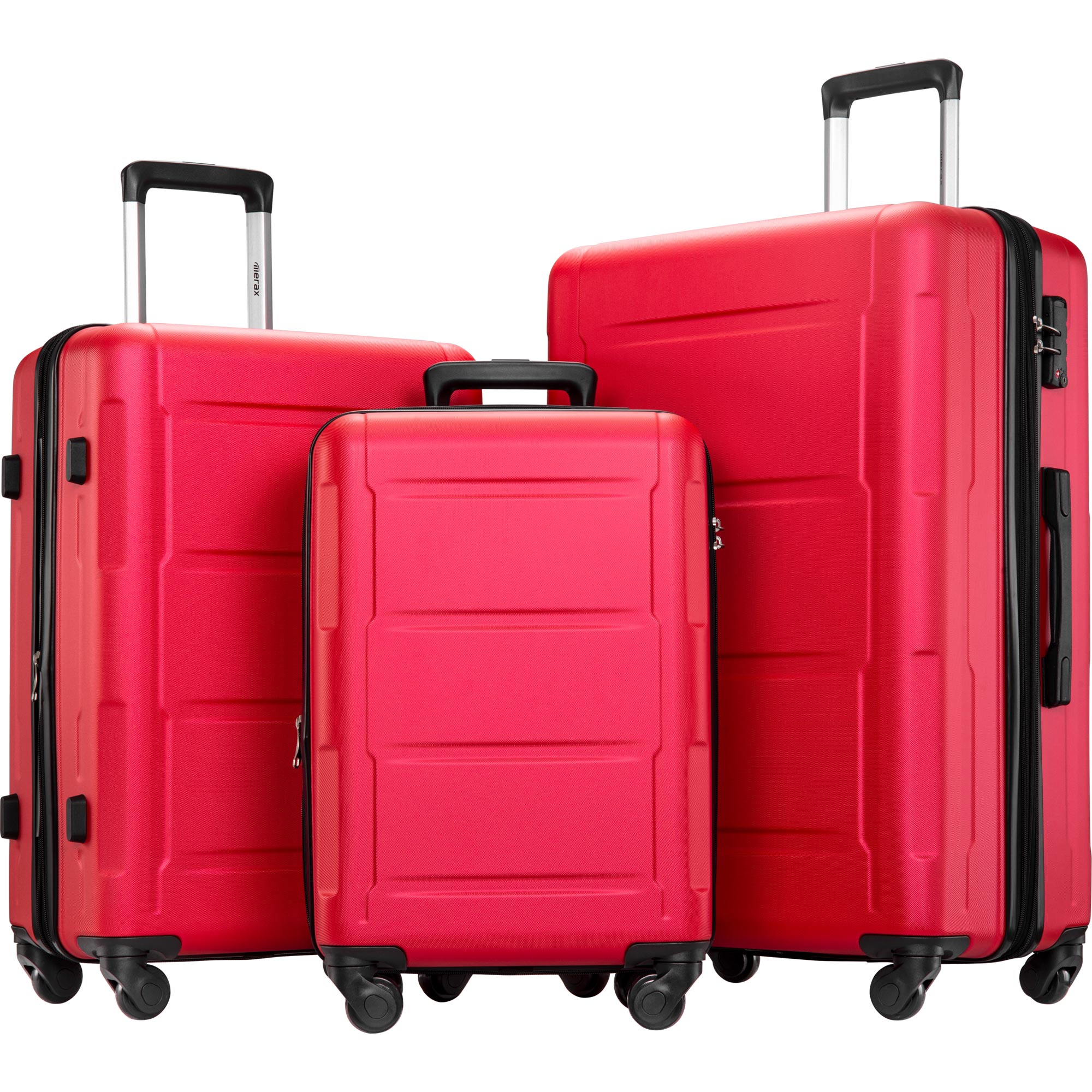 SEGMART Expandable Luggage Sets of 3, 3-Piece Lightweight Hardside 4-Wheel Spinner Luggage Set: 20"/ 24''/ 28" Carry-On Checked Suitcase, Carry on Suitcase with TSA Lock for Traveling, Red, S6564 - image 1 of 8