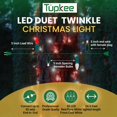 thumbnail image 3 of Christmas LED Duet C6/5mm Twinkling Lights - 10 of 50 Lights Twinkle, Professional Grade Indoor Outdoor, 24.5 Feet Sparkling Light String, Red & White Candy Cane LED Bulb Christmas Tree Holiday Deco, 3 of 7