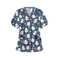 thumbnail image 1 of ZAXARRA Women Christmas V-Neck Short Sleeve Tops Nurses Work Uniform Blouses, 1 of 3
