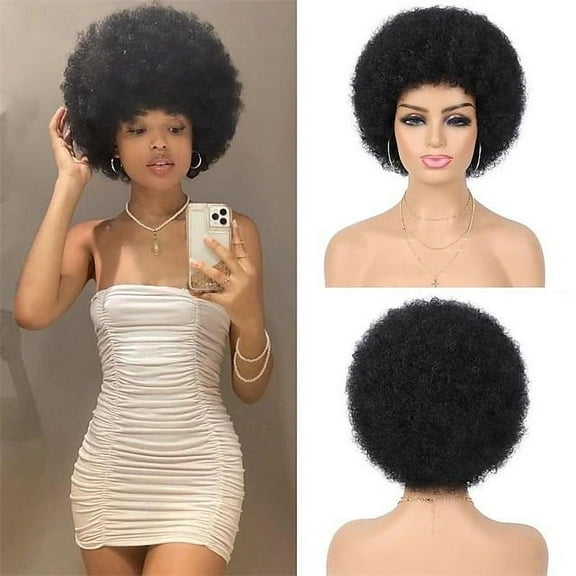 Nvzi -b Soft Wig 70s For Women Kinky Curly Hair Wigs With Bangs Natural Looking Short Curly Wig Puff Wig Synthetic Hair Wig For Daily Party Use，Natural Black