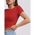 thumbnail image 5 of Women's Short Sleeve Crop Tops Crew Neck T Shirt Sexy Tee, 5 of 5