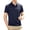 Navy, variant on Men's Grid Jacquard Short Sleeve Polo Shirt, Slim Fit Casual Summer Top with Chest Pocket & Checkered Print Accent