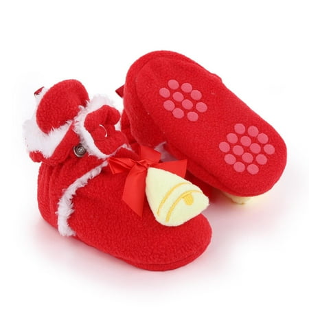 

EGNMCR Christmas Baby Slippers Baby Shoes Baby Winter Boots Newborn Cute Cartoon Shoes Warm Comfortable Snowfield Booties Socks Prewalker