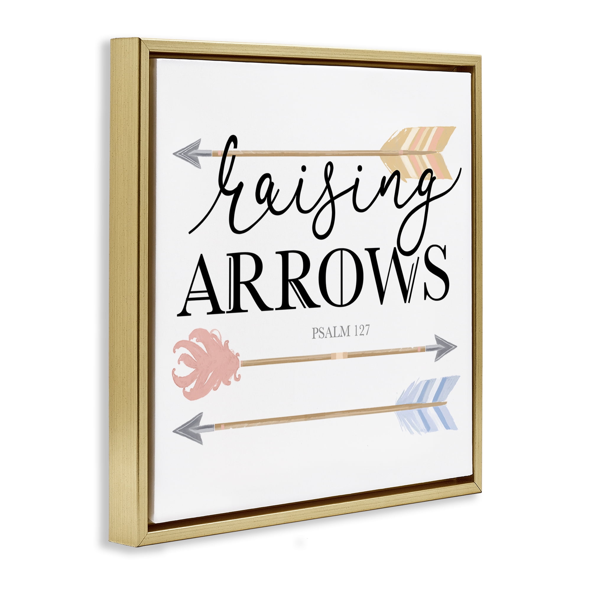 Stupell Industries Spiritual Raising Arrows Religious & Spiritual Painting Gold Floater Framed Canvas Art Print Wall Art, 25 x 25