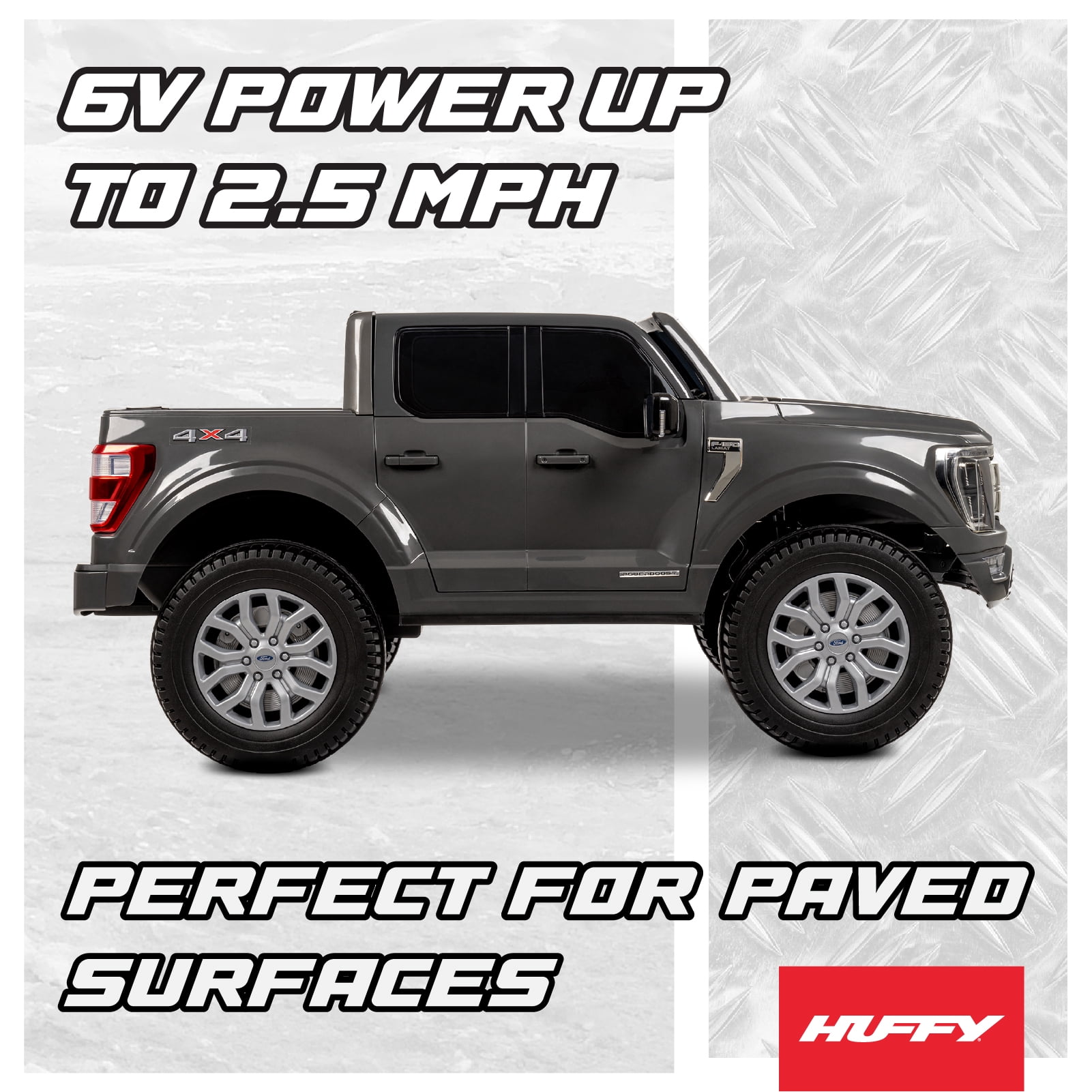 Huffy 12V Ford F-150 Raptor Ride-On Truck, Ages 3+, Gray, Kids, One Unit