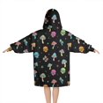 thumbnail image 2 of Black Colorful Skull Mushroom Pattern Blanket Hoodies for Kids 6-13YR Oversize Wearable Blanket Hoodies for Boys Girls Teens, 2 of 7