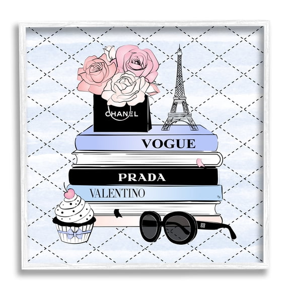 Stupell Industries Glam Parisian Patterned Beauty & Fashion Painting White Framed Art Print Wall Art, 24 x 24