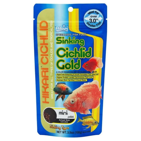 Hikari Cichlid Gold Sinking Mini Pellet Fish Food, 3.5 Oz