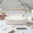thumbnail image 2 of Women PU Makeup Brush Bag Makeup Brush Holder Bag Cosmetic Organizer Bag Large Capacity Makeup Storage Bag Transparent Portable Cosmetic Pouch Dual Zipper Travel Cosmetic Bag (White), 2 of 7